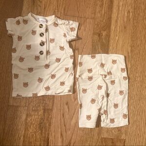 Lou Lou & Company Cream Bear Print newborn Matching Set